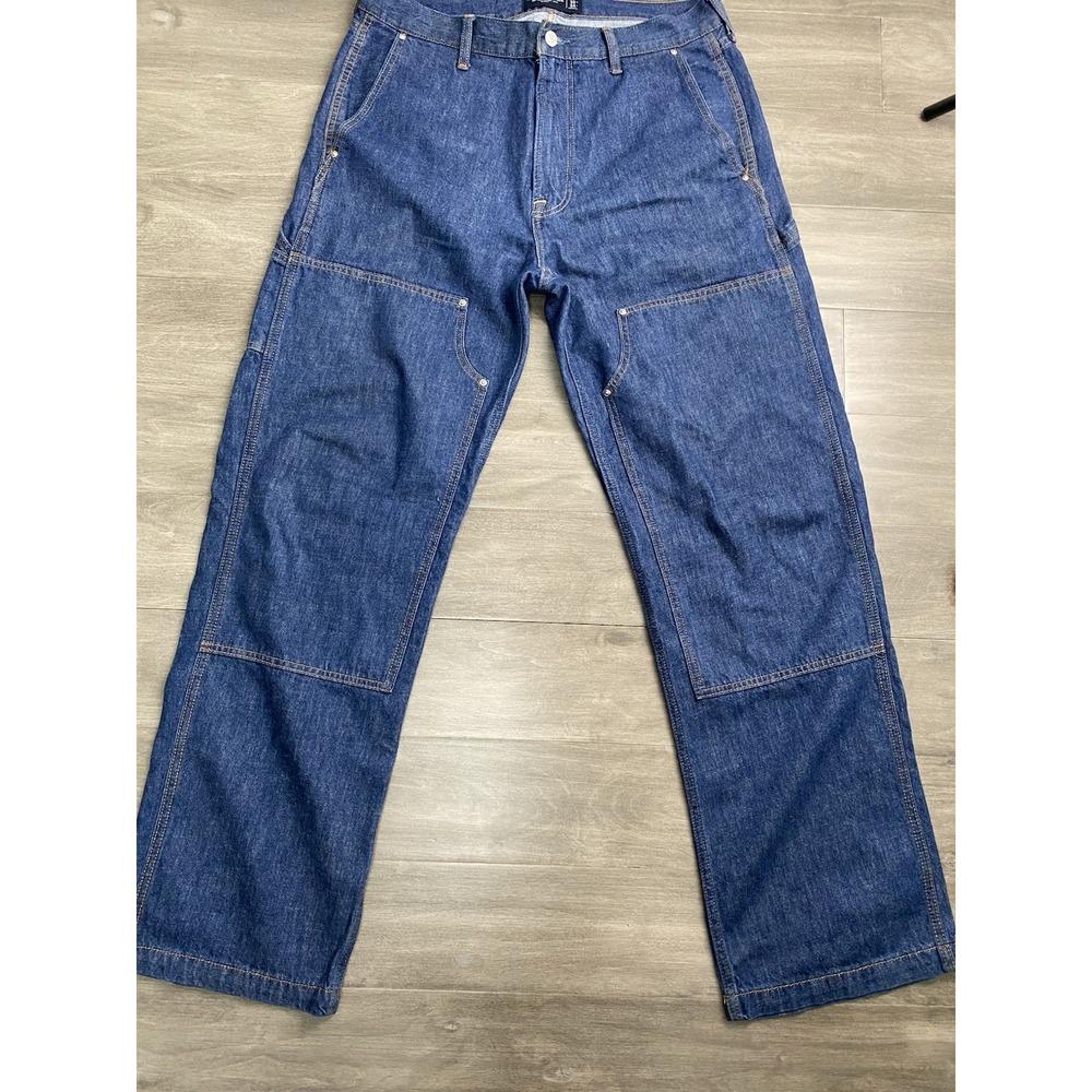 Abercrombie & Fitch Mens 32x34 Lightweight Baggy Jeans Double Knee Blue Y2K